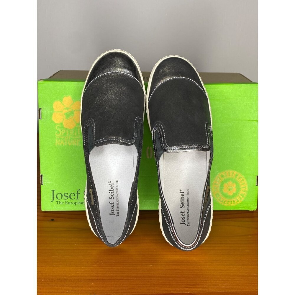 Josef Seibel Graphite Metallic Slip-On Leather Sneakers EU 37 / US 6. Comfort - Picture 6 of 8